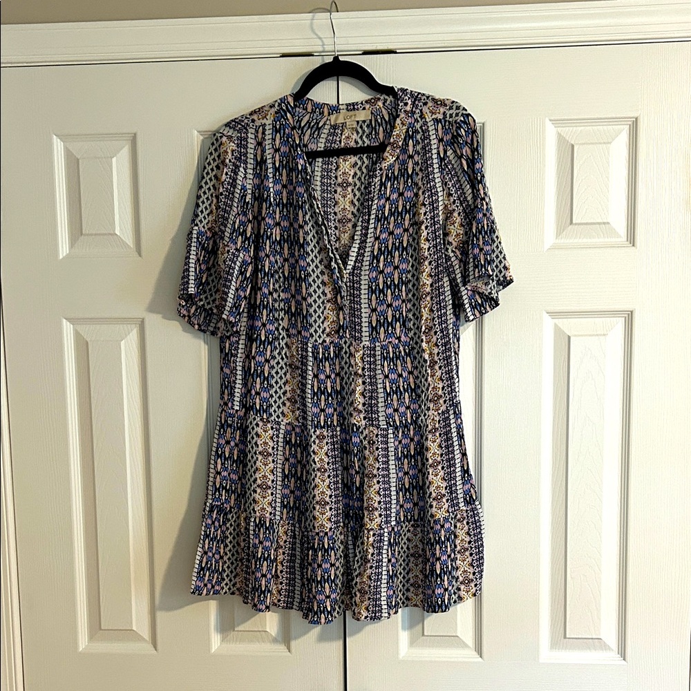 LOFT Multicolor Abstract Print Dress